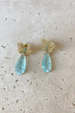 Alamour The Label Lulu Baby Blue Drop Butterfly Earrings