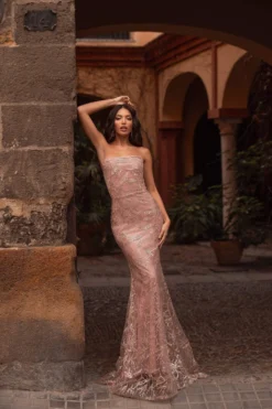 Alamour Made-To-Order Made-To-Order Gowns Pamelia Glitter Gown - Pink