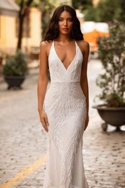 Alamour Made-To-Order Luvena Sequin Gown - White Made-To-Order Gowns 4 Alamour Made-To-Order Luvena Sequin Gown - White Made-To-Order Gowns