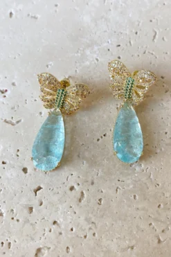 Alamour The Label Lulu Baby Blue Drop Butterfly Earrings