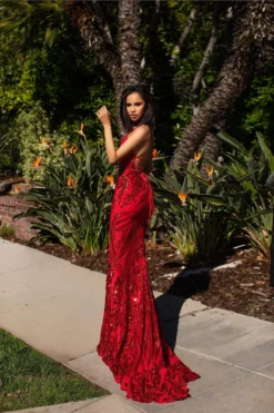 Alamour Made-To-Order Ciara Sequins Gown - Red