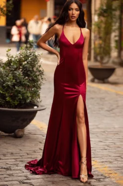 Alamour Made-To-Order Lusila Satin Gown - Burgundy