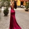 Alamour Made-To-Order Lusila Satin Gown - Burgundy