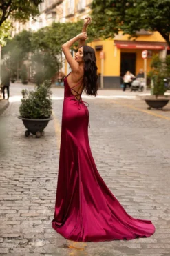 Alamour Made-To-Order Lusila Satin Gown - Burgundy