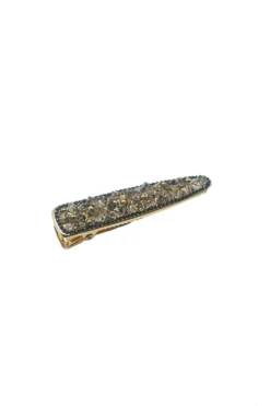 Alamour The Label Black And Gold Clip With Crystal Detailing