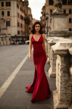 Alamour The Label Maya - Wine Red Fitted Gowns 9 Alamour The Label Maya - Wine Red Fitted Gowns