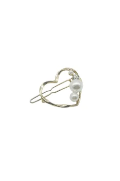 Alamour The Label Gold Heart Clip With Pearl & Crystal Detailing Hair Accessories
