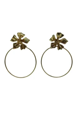 Alamour The Label Jocelyn Gold Flower Hoops Earrings