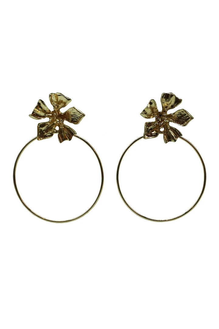 Alamour The Label Jocelyn Gold Flower Hoops Earrings Alamour The Label Jocelyn Gold Flower Hoops Earrings