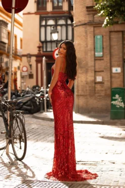 Alamour Made-To-Order Lulita Sequin Gown - Red Made-To-Order Gowns