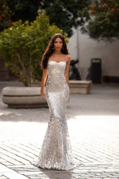 Alamour Made-To-Order Made-To-Order Gowns Malisa Sequin Gown - Silver