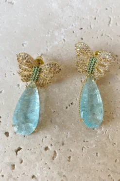 Alamour The Label Lulu Baby Blue Drop Butterfly Earrings