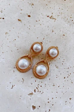 Alamour The Label Ariah Gold Pearl Drop Earrings