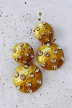 Alamour The Label Qiana Gold Circle Crystal Statement Earrings