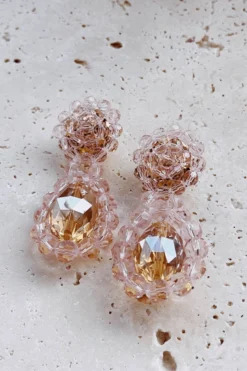 Alamour The Label Davina Pink Drop Statement Earrings