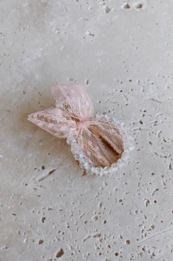 Alamour The Label Crystal Circle Hair Clip With Light Pink Ribbon Detailing