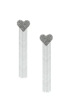 Alamour The Label Monique Silver Diamante Heart Earrings