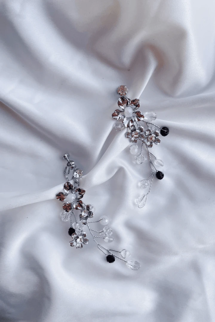 Alamour The Label Destiny Silver Floral Statement Earrings Alamour The Label Destiny Silver Floral Statement Earrings