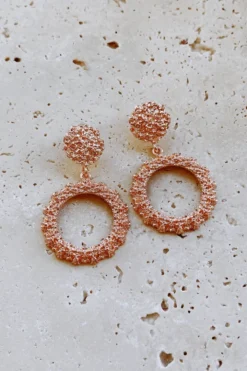Alamour The Label Felicity Rose Gold Textured Circle Drop Earrings 10 Alamour The Label Felicity Rose Gold Textured Circle Drop Earrings