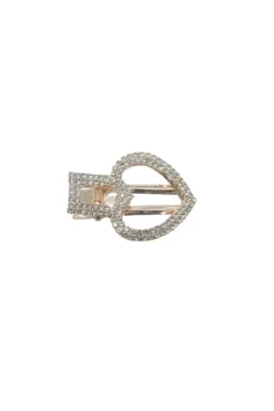 Alamour The Label Hair Accessories Rose Gold Crystal Heart Clip