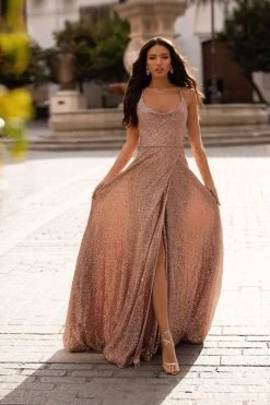Alamour Made-To-Order A-Line Gowns Prisilla Sequin Gown - Rose Gold 7 Alamour Made-To-Order A-Line Gowns Prisilla Sequin Gown - Rose Gold
