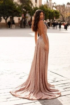 Alamour Made-To-Order A-Line Gowns Prisilla Sequin Gown - Rose Gold