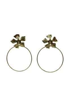 Alamour The Label Jocelyn Gold Flower Hoops Earrings