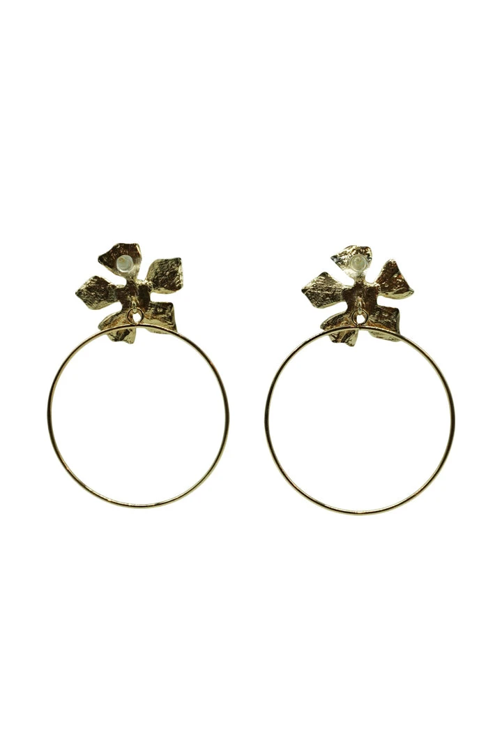 Alamour The Label Jocelyn Gold Flower Hoops Earrings Alamour The Label Jocelyn Gold Flower Hoops Earrings