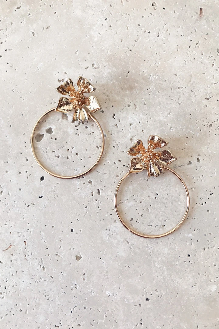 Alamour The Label Jocelyn Gold Flower Hoops Earrings Alamour The Label Jocelyn Gold Flower Hoops Earrings