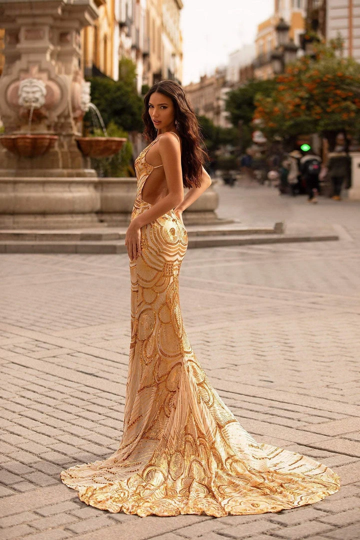 Alamour Made-To-Order Rianata Sequin Gown - Gold 2 Alamour Made-To-Order Rianata Sequin Gown - Gold