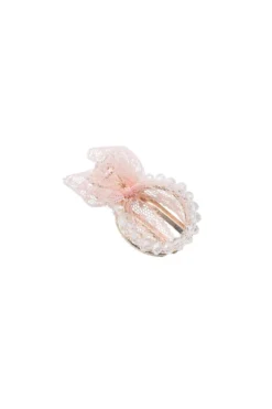 Alamour The Label Crystal Circle Hair Clip With Light Pink Ribbon Detailing