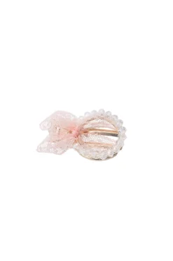 Alamour The Label Crystal Circle Hair Clip With Light Pink Ribbon Detailing