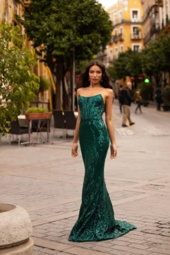 Alamour Made-To-Order Ramira Sequin Gown - Emerald