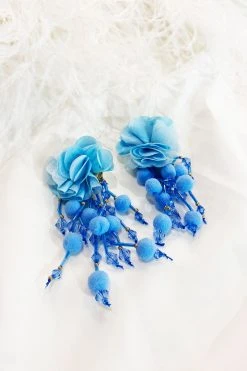 Alamour The Label Shailee Blue Flower Drop Earrings NEW ARRIVALS