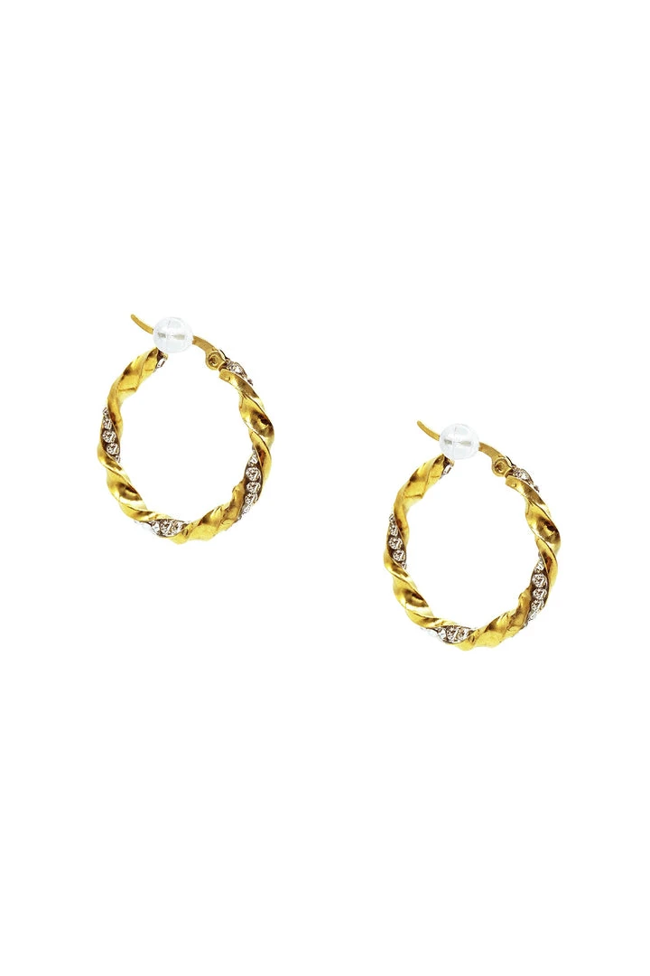 Alamour The Label Cellina Gold & Diamante Hoop Earrings 3 Alamour The Label Cellina Gold & Diamante Hoop Earrings