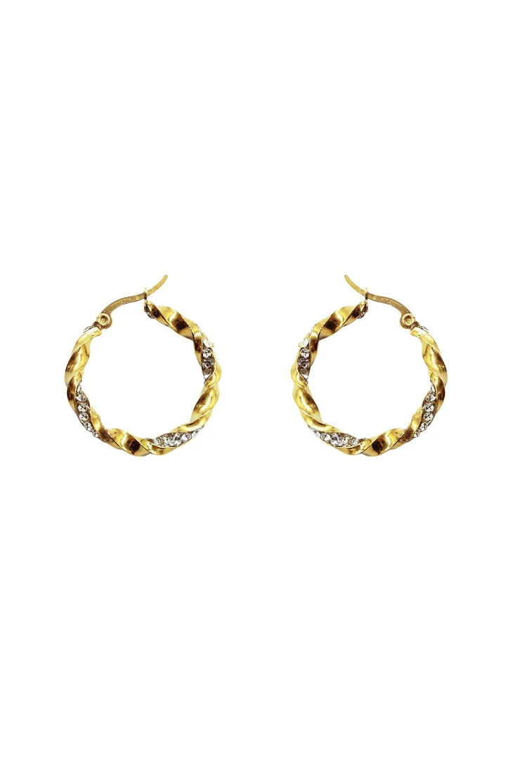 Alamour The Label Cellina Gold & Diamante Hoop Earrings 2 Alamour The Label Cellina Gold & Diamante Hoop Earrings