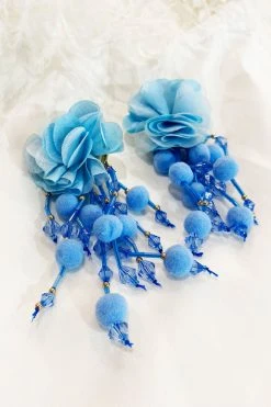 Alamour The Label Shailee Blue Flower Drop Earrings NEW ARRIVALS