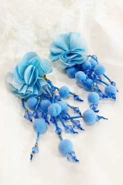 Alamour The Label Shailee Blue Flower Drop Earrings NEW ARRIVALS