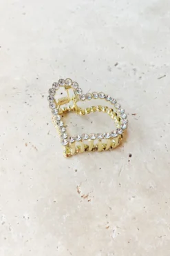 Alamour The Label Gold Heart Claw Clip With Diamantes