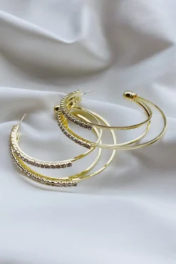 Alamour The Label Alani Gold Diamante Hoop Earrings