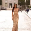 Alamour Made-To-Order Agata Sequin Gown - Gold Made-To-Order Gowns