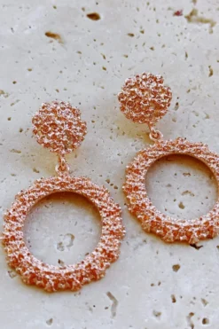 Alamour The Label Felicity Rose Gold Textured Circle Drop Earrings 11 Alamour The Label Felicity Rose Gold Textured Circle Drop Earrings