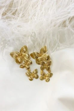 Alamour The Label Lolita Gold Butterfly Drop Earrings
