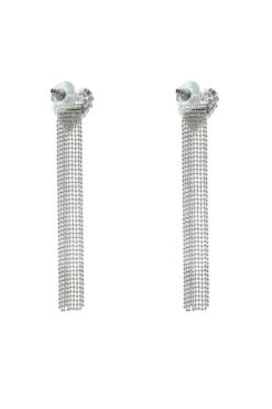 Alamour The Label Monique Silver Diamante Heart Earrings