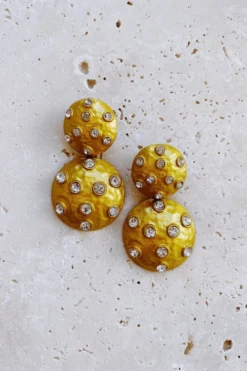 Alamour The Label Qiana Gold Circle Crystal Statement Earrings