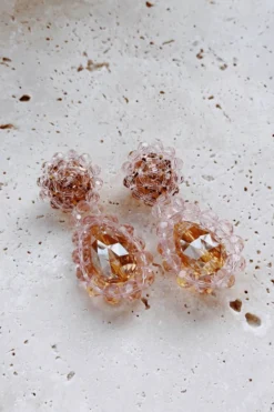 Alamour The Label Davina Pink Drop Statement Earrings