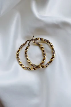 Alamour The Label Cellina Gold & Diamante Hoop Earrings 11 Alamour The Label Cellina Gold & Diamante Hoop Earrings