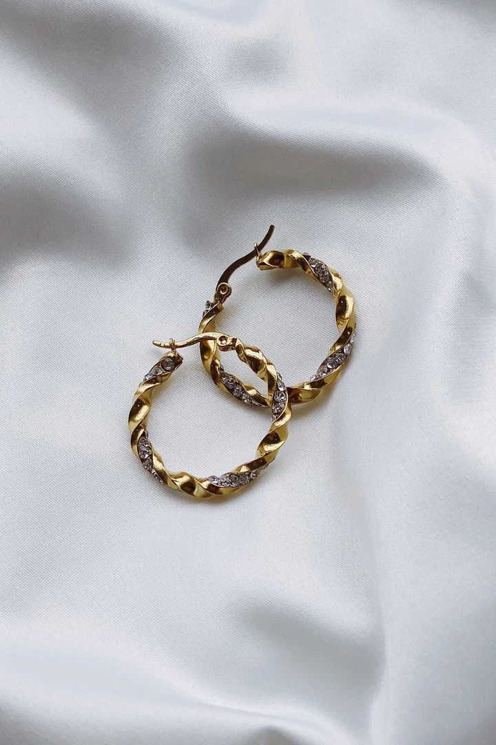 Alamour The Label Cellina Gold & Diamante Hoop Earrings 7 Alamour The Label Cellina Gold & Diamante Hoop Earrings