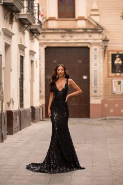 Alamour Made-To-Order Savy Sequin Gown - Black Made-To-Order Gowns