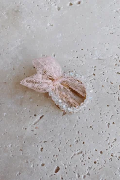 Alamour The Label Crystal Circle Hair Clip With Light Pink Ribbon Detailing